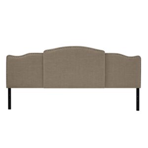 Ball&Cast Bed Headboard Fabric Upholstered Curved Top Design with Nails Full/Queen/King Size 3 in 1, Adjustable Burlap Set of 1