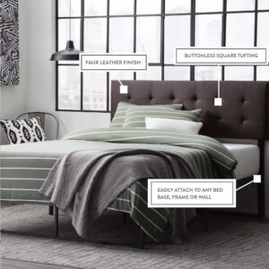 Edenbrook Hawthorne Faux Leather Headboard - Modern -Adjustable Height - Buttonless Tufting, Queen, White