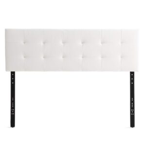 Edenbrook Hawthorne Faux Leather Headboard - Modern -Adjustable Height - Buttonless Tufting, Queen, White