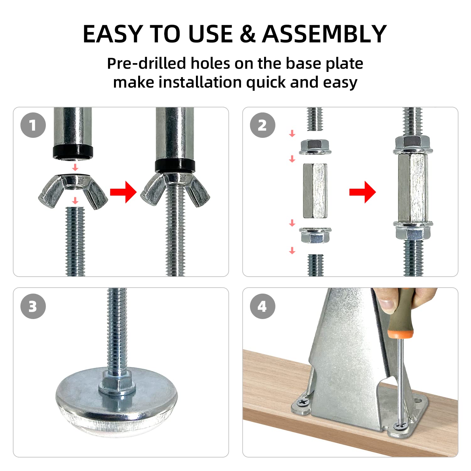 1 PCS Adjustable Bed Support Legs Bed Frame Glide Legs,Bed Frame Support Bed Slats Legs,Center Support Leg for Bed Frame(7"-16.5")