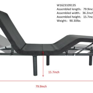 Electric Adjustable Bed Frame with Head & Foot Incline, Twin XL Adjustable Bed Base with 2 USB Ports & Adjustable Legs, Bed Frame Folding Design with Remote Control and Quiet Motor, Easy Assembly