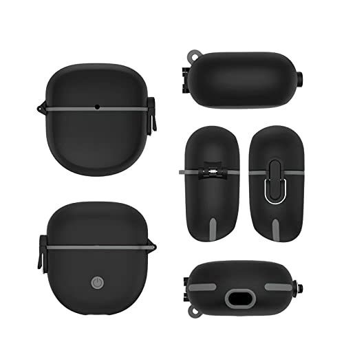 [Upgrade Lock] Bose QuietComfort Earbuds II Case 2022, Shock-Absorbing Protective Armor Cover for New Bose QuietComfort Earbuds 2 Accessories, TPU Hard Shell with Carabiner & Lanyard (Black)