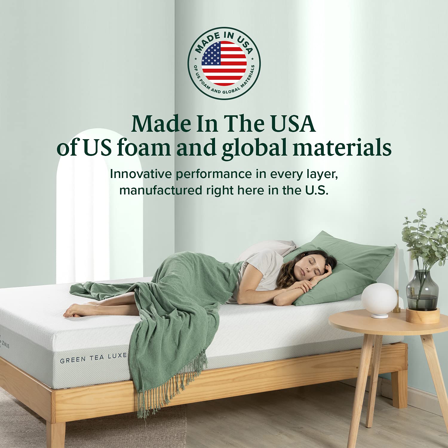 ZINUS 8 Inch Green Tea Luxe Memory Foam Mattress, Twin, Pressure Relieving, CertiPUR-US Certified, Mattress in A Box, All-New, Made in USA