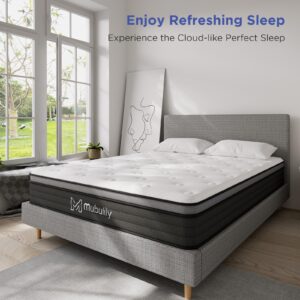 Mubulily Queen Mattress,8 Inch Hybrid Mattress in a Box with Gel Memory Foam,Motion Isolation Individually Wrapped Pocket Coils Mattress,Pressure Relief,Medium Firm Support,CertiPUR-US.