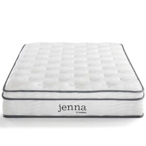 Modway Jenna 8” Innerspring and Memory Foam Narrow Twin Mattress With Individually Encased Coils White