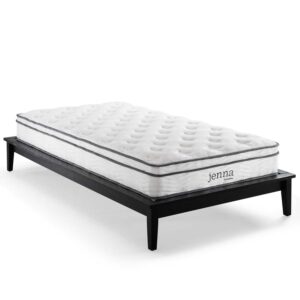 Modway Jenna 8” Innerspring and Memory Foam Narrow Twin Mattress With Individually Encased Coils White