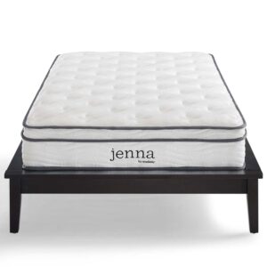 Modway Jenna 8” Innerspring and Memory Foam Narrow Twin Mattress With Individually Encased Coils White