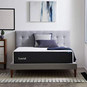 lucid 14 inch memory foam mattress - plush feel - memory foam infused with bamboo charcoal and gel - temperature regulating - pressure relief - breathable - premium support - california king size
