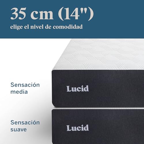 LUCID 14 Inch Memory Foam Mattress - Plush Feel - Memory Foam Infused with Bamboo Charcoal and Gel - Temperature Regulating - Pressure Relief - Breathable - Premium Support - California King Size