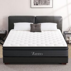 vantto full mattress, 10 inch memory foam hybrid mattress, individual pocket springs mattress with pressure relief, motion isolation, certipur-us, 100 nights trial