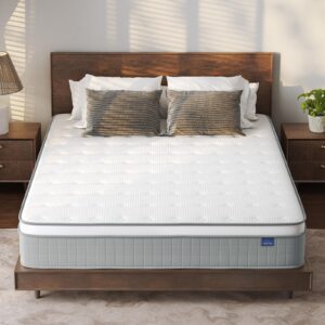 Vesgantti Queen Mattresses, 12 Inch Innerspring Hybrid Queen Size Mattress, Pressure Relief Pocket Spring Bed Mattress in a Box with Breathable Memory Foam, Medium Firm Plush, CertiPUR-US