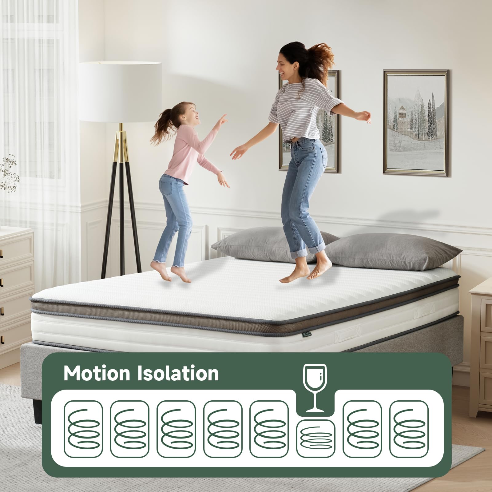 Z-hom Twin Mattress Bed in a Box, 10 Inch Cooling Memory Foam Spring Mattress Twin Size, Hybrid Innerspring Mattress Twin, Medium Soft Twin Mattresses for Silent Sleep, White