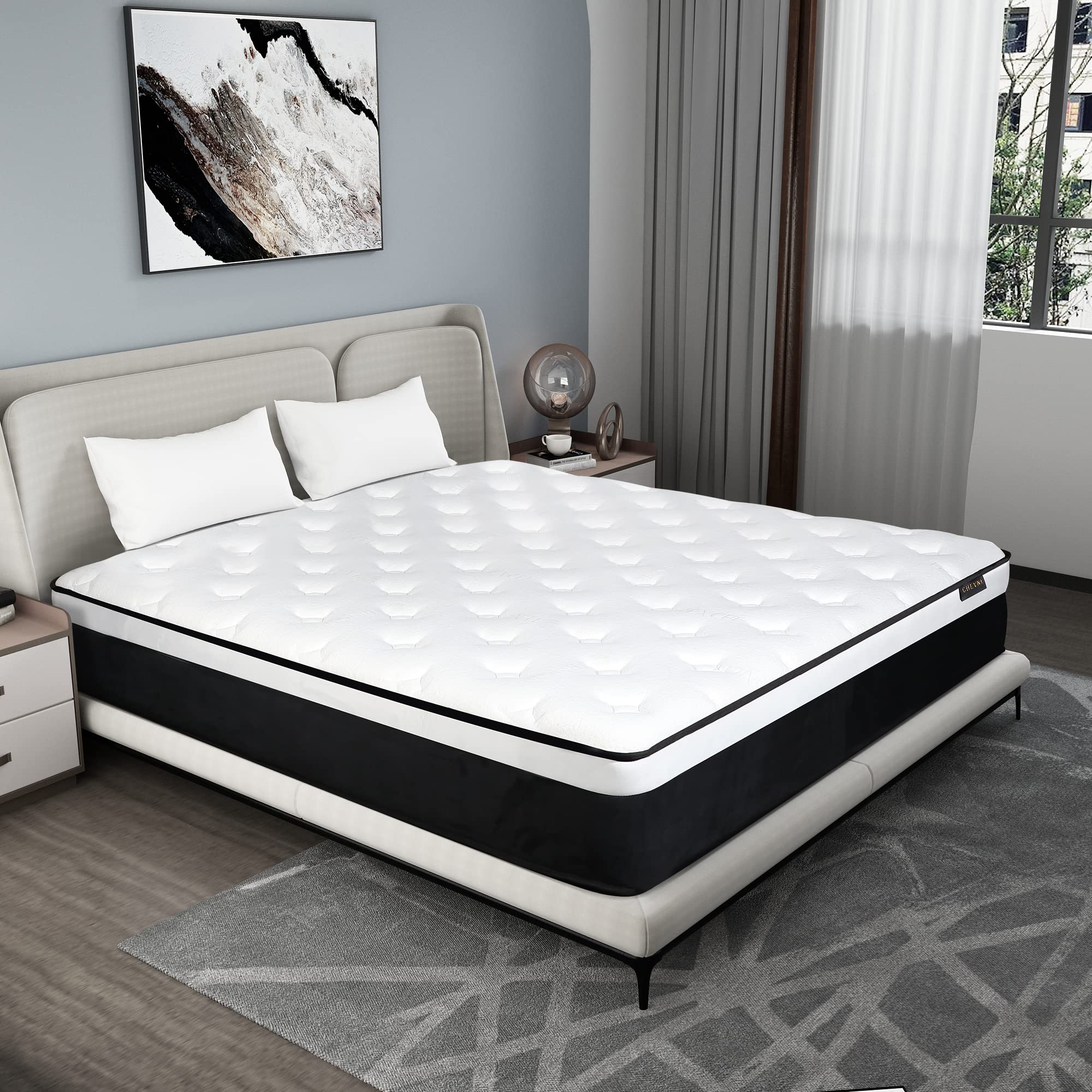 CHEVNI Queen Mattress, 12 Inch Euro Top Queen Size Mattress in a Box,Memory Foam Hybrid Mattress with Individually Pocket Springs,Medium Firm,Strong Edge Support,CertiPUR-US