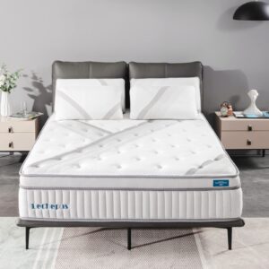 lechepussleep king mattress, 14 inch hybrid memory foam mattresses with pocket springs,mattress in box,plush soft mattress for cool sleep & back pain relief,certipur-us foam,10-years support