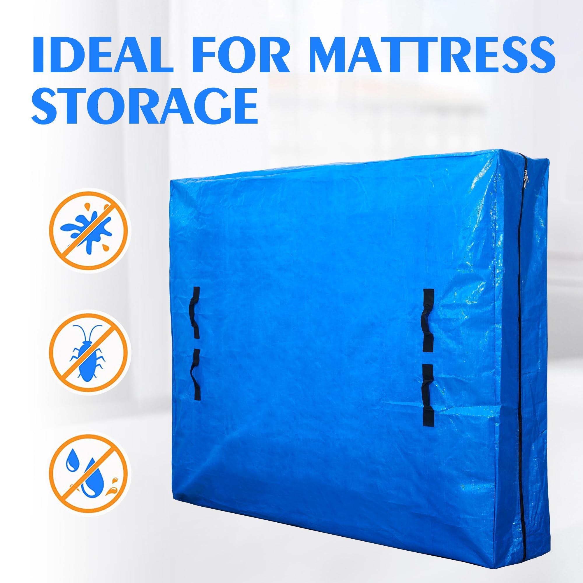 Best Season Twin Size Mattress Bag for Moving Reusable - Heavy Duty Tarp Waterproof Mattress Storage Bag - Easy Carrier Durable Mattress Protection Bag with Handles and Dual Zippers - 1 Pack