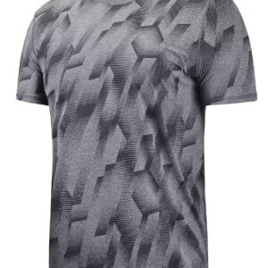 Zengjo Mens Running Shirts Short Sleeve Quick Dry Sweat Wicking Stretch(Heather Grey,L)