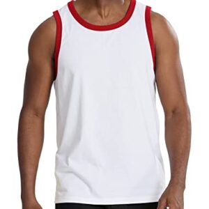 Zengjo Tank Top Mens Ringer(White/Red,M)