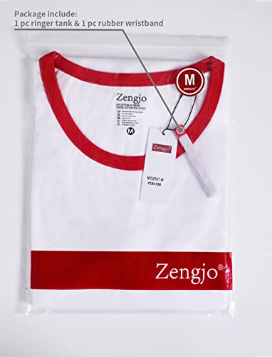 Zengjo Tank Top Mens Ringer(White/Red,M)