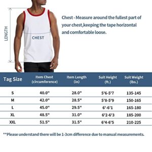 Zengjo Tank Top Mens Ringer(White/Red,M)