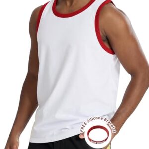 Zengjo Tank Top Mens Ringer(White/Red,M)