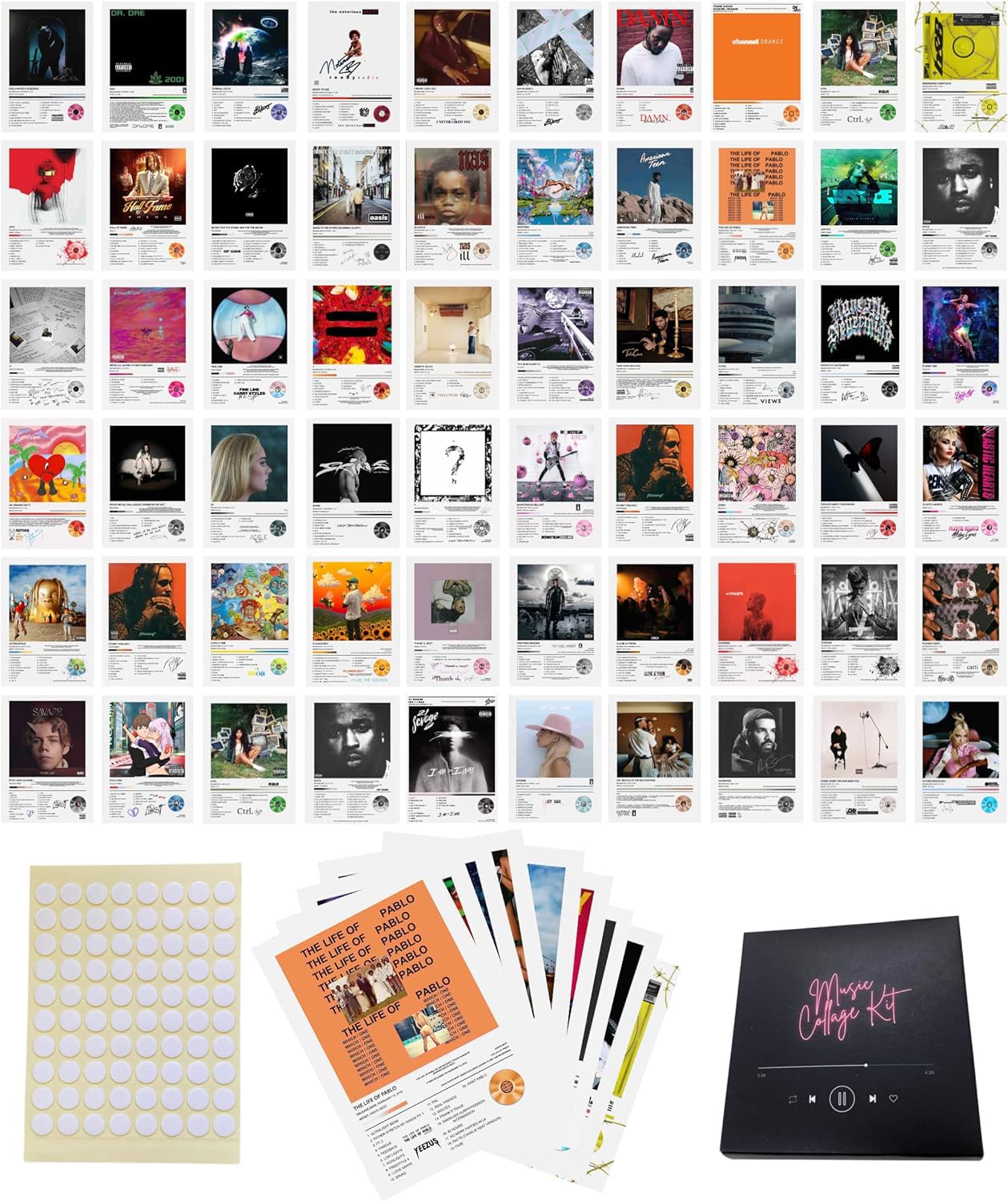 unique america 100 Pcs | Album Cover Posters, For Bedroom, Room Decor, For Rapper Posters, Music Artist Posters, 4x6 Inch 80 Pcs & 20 Stickers