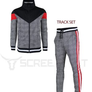 SCREENSHOTBRAND-P11957 Mens Hip Hop Premium Slim Fit Track Pants - Athletic Jogger Checker Pattern Color Block Print Bottoms-Black/Pattern-Xlarge