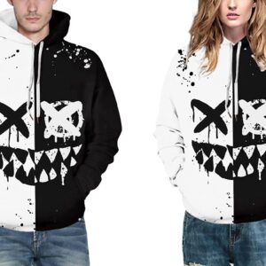 Chaos World Men's Novelty Hoodie Long Sleeves 3D Funny Graphic Print Sweatshirt Pullover(Medium,4 Black White Wing)