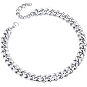 Mens Necklace Cuban Chain Choker 12mm 14inch Stainless Steel Choker Neck Chains for Men