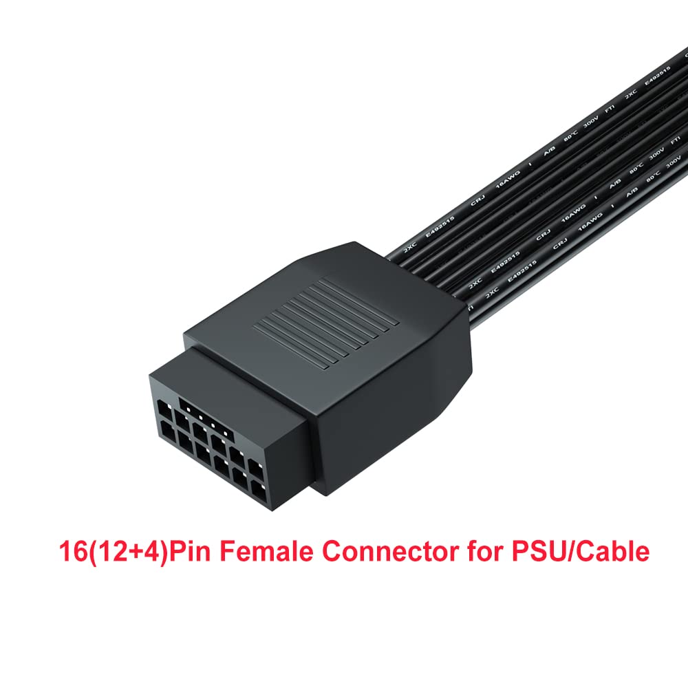 JOYJOM PCI-e 5.0 12VHPWR 16Pin Right Angle Adapter Female to Male Extension Cable, 16AWG 600W 12VHPWR 90 Degree Adapter for Graphic Card GPU 12+4pin RTX 3090Ti 4070Ti 4080 4090 (Type A)