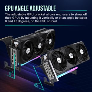 EZDIY-FAB PCIe 4.0 GPU Mount Bracket with ARGB LED Module, Multi-Angle Adjustment with Riser Cable, Compatible to RTX4090, 4080, 4070ti- Black