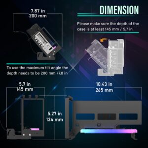 EZDIY-FAB PCIe 4.0 GPU Mount Bracket with ARGB LED Module, Multi-Angle Adjustment with Riser Cable, Compatible to RTX4090, 4080, 4070ti- Black