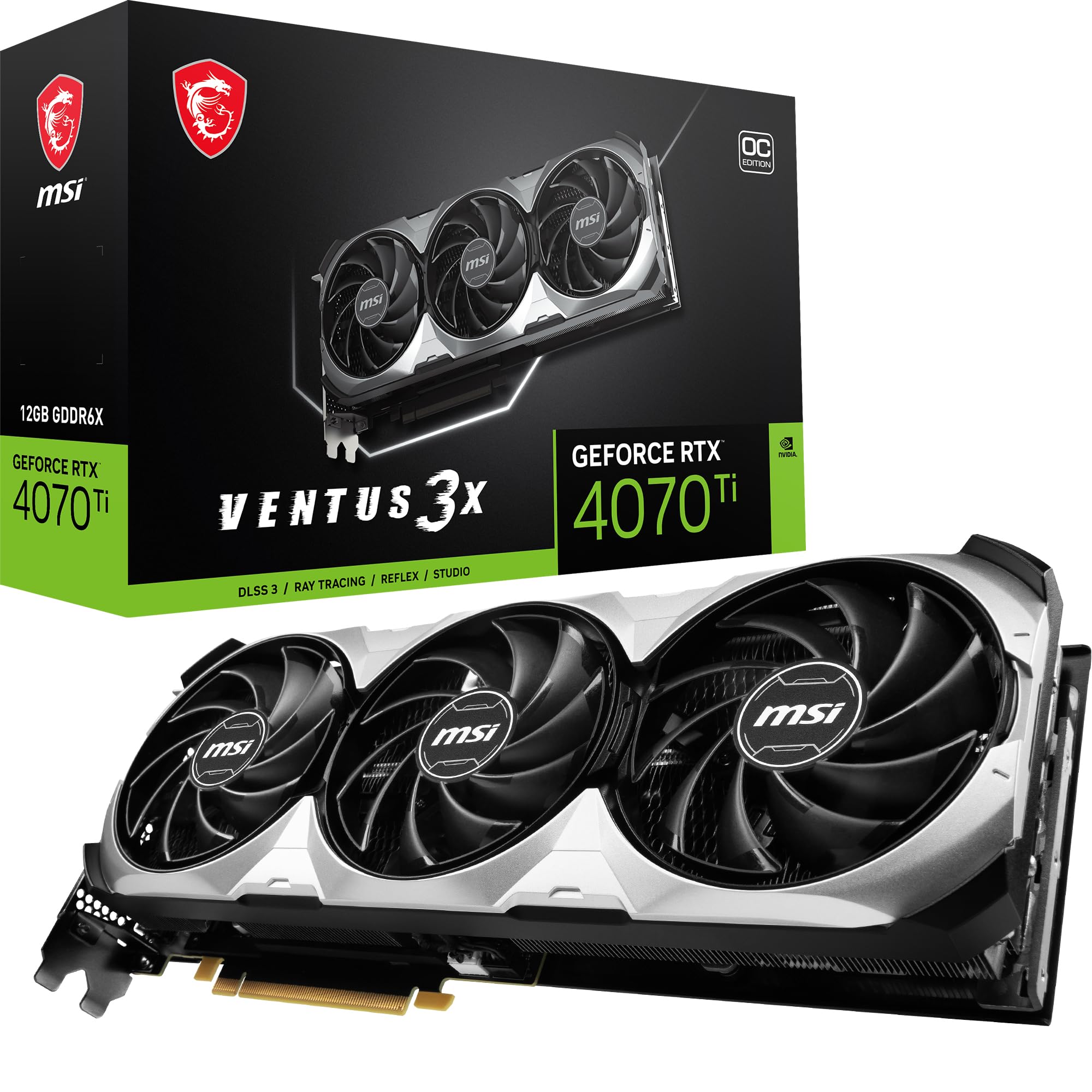 MSI GeForce RTX 4070 Ti Ventus 3X 12G OC Gaming Graphics Card - 12GB GDDR6X, 2655 MHz, PCI Express Gen 4, 192-bit, 3X DP v 1.4a, HDMI 2.1a (Supports 4K & 8K HDR)