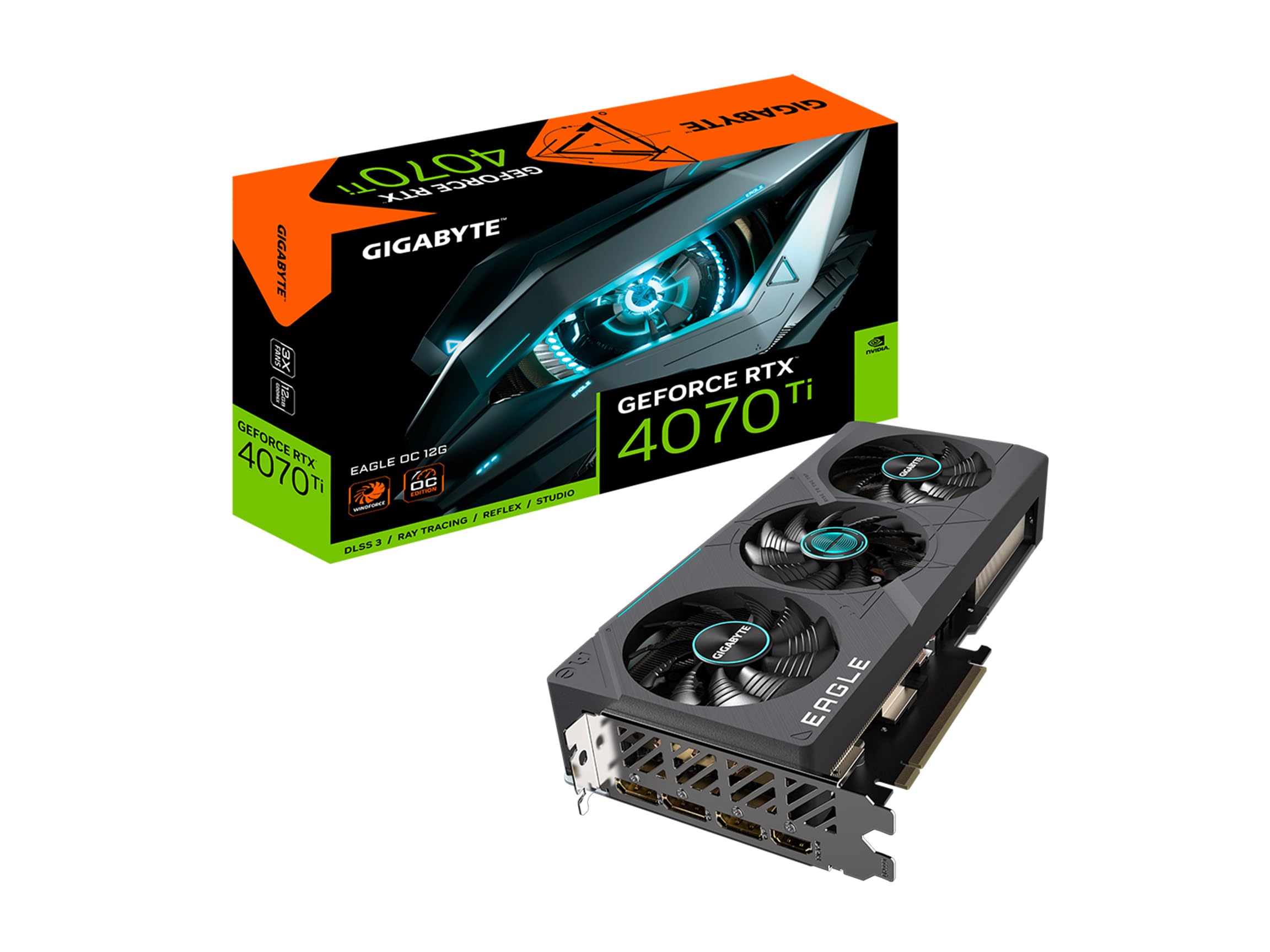 GIGABYTE GeForce RTX 4070 Ti EAGLE OC 12G (rev. 2.0) Graphics Card, 3X WINDFORCE Fans, 12GB 192-bit GDDR6X, GV-N407TEAGLE OC-12GD REV2.0 Video Card