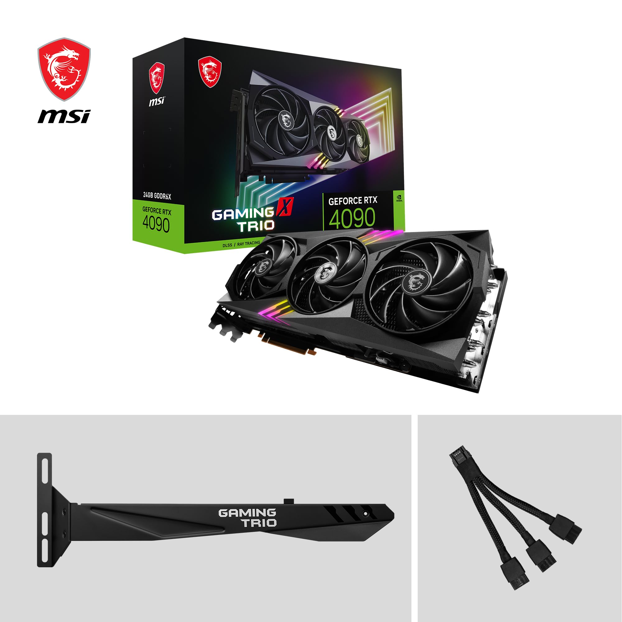 MSI GeForce RTX 4090 Gaming X Trio 24G Gaming Graphics Card - 24GB GDDR6X, 2595 MHz, PCI Express Gen 4, 384-bit, 3X DP v 1.4a, HDMI 2.1a (Supports 4K & 8K HDR)