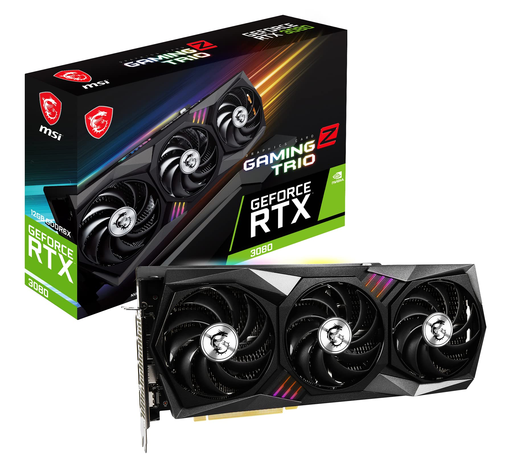 MSI Gaming GeForce RTX 3080 LHR 12GB GDRR6X 384-Bit HDMI/DP Nvlink Torx Fan 4 RGB Ampere Architecture OC Graphics Card (RTX 3080 Gaming Z Trio 12G LHR)