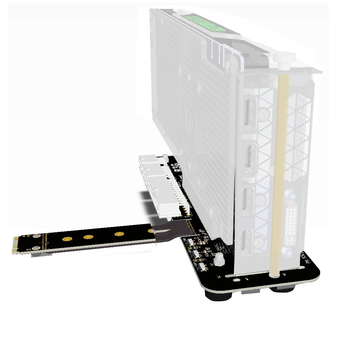 ADT-LINK M.2 Key M NVMe External Graphics Card Stand Bracket with PCIe3.0 x4 Riser Cable 25cm 50cm 32Gbs for ITX STX NUC VEGA64 GTX1080ti (25CM,R43SG-TU)