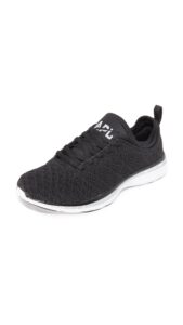 apl: athletic propulsion labs women's techloom phantom sneakers, black/metallic silver, 7.5 medium us