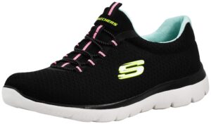 skechers sport women's summits sneaker, black/multi, 8 w