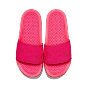 apl: athletic propulsion labs women's big logo techloom slide, (neon pink, 7, numeric_7)