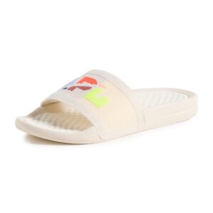 APL: Athletic Propulsion Labs Women's Big Logo Techloom Slides, Prstine/Neon/Blocked, Off White, 8 Medium US