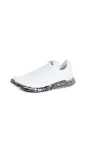 apl: athletic propulsion labs women's techloom wave sneakers, white/black/marble, 7.5 medium us