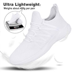 Feethit Mens Slip On Running Shoes Breathable Lightweight Comfortable Fashion Non Slip Sneakers for Men Cs05 White Size 8