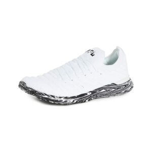 APL: Athletic Propulsion Labs Women's Techloom Wave Sneakers, White/Black/Marble, 8.5 Medium US