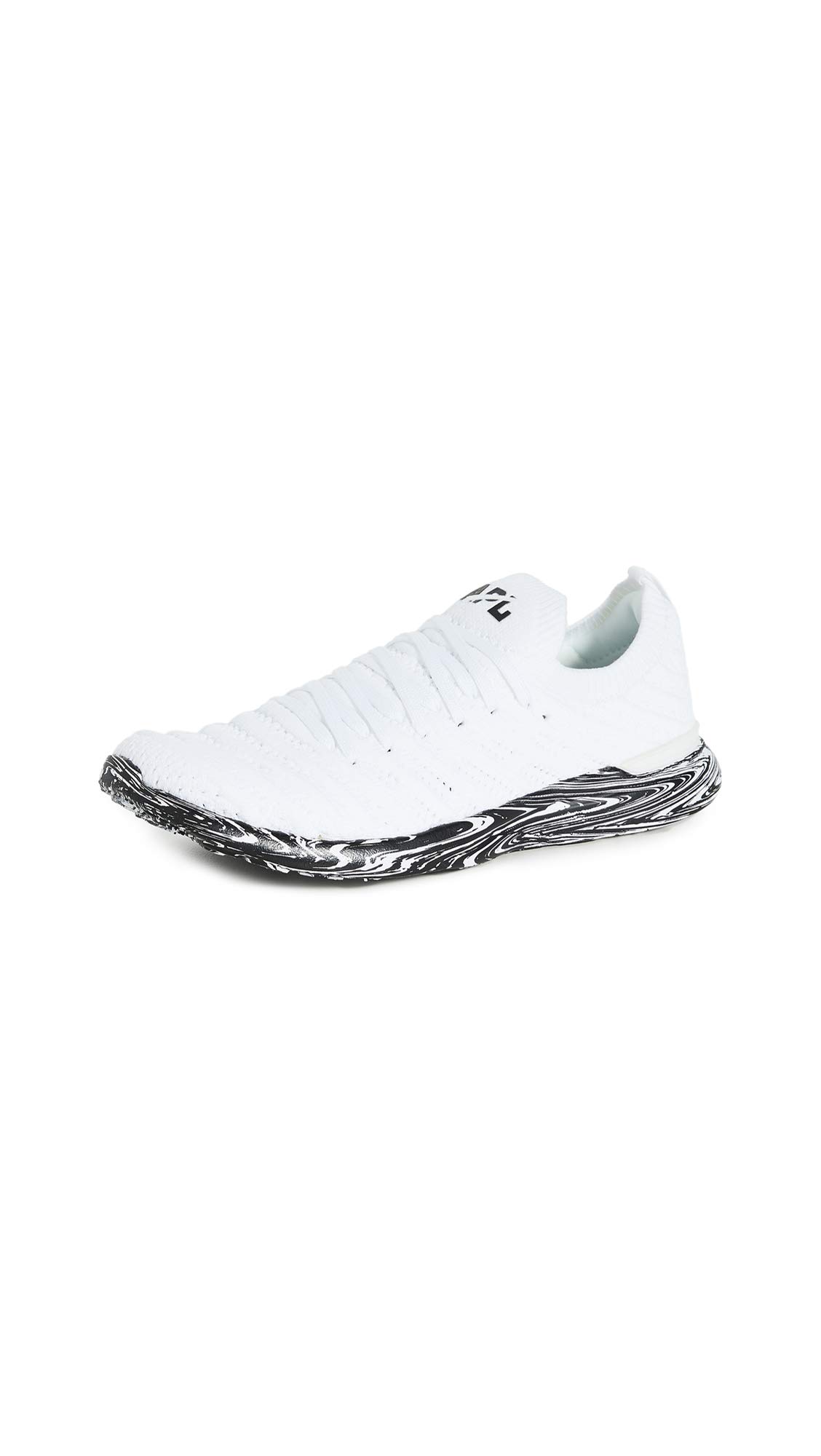 APL: Athletic Propulsion Labs Women's Techloom Wave Sneakers, White/Black/Marble, 8.5 Medium US