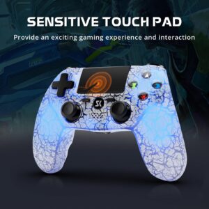 Wireless Controller for PS4, LED Backlit Controller for Sony PlayStation 4, Double Shock 6-Axis Motion Sensor, 1000mAh Battery, Built-in Speaker & 3.5mm Headphone Jack, Adjustable RGB Backlight, White