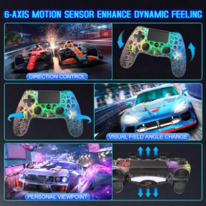 Wireless Controller for PS4, Wireless Remote Gamepad with Unique Cracked Design/Dual Vibration/6-Axis Motion Sensor/Audio Function, Game Controller Widely Compatible with PS4/PC/iOS(Black)