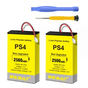 BEBAT 2pcs PS4 Controller Battery,2500mAh Replacement for PS4 Pro Slim Controller 2016 (or newer) CUH-ZCT2 or CUH-ZCT2U with Tool Kits,NOT Compatible with PS4 Wireless Controller 2015 and Before