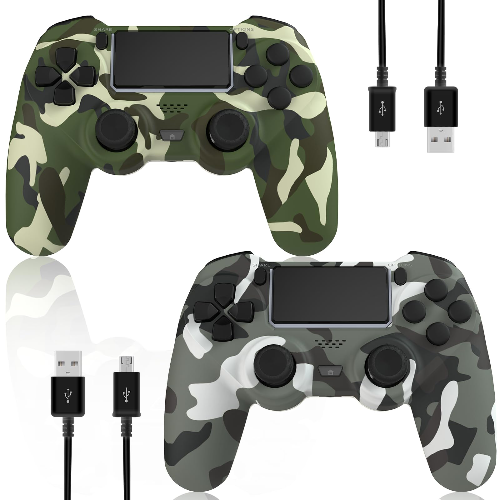 KDYGPDCT 2 Pack Wireless Controller for PS4/Pro/PS3,Wireless Remote Gamepad with 1000mAh Battery | Double Shock | Audio | 6-Axis Motion Sensor | Share Button (Green + Gray)