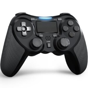 terios wireless controllers compatible with play-station 4 game controllers for ps-4 pro/ps-4 slim, built-in speaker & multitouch pad rechargeable lithium battery (full dark black)