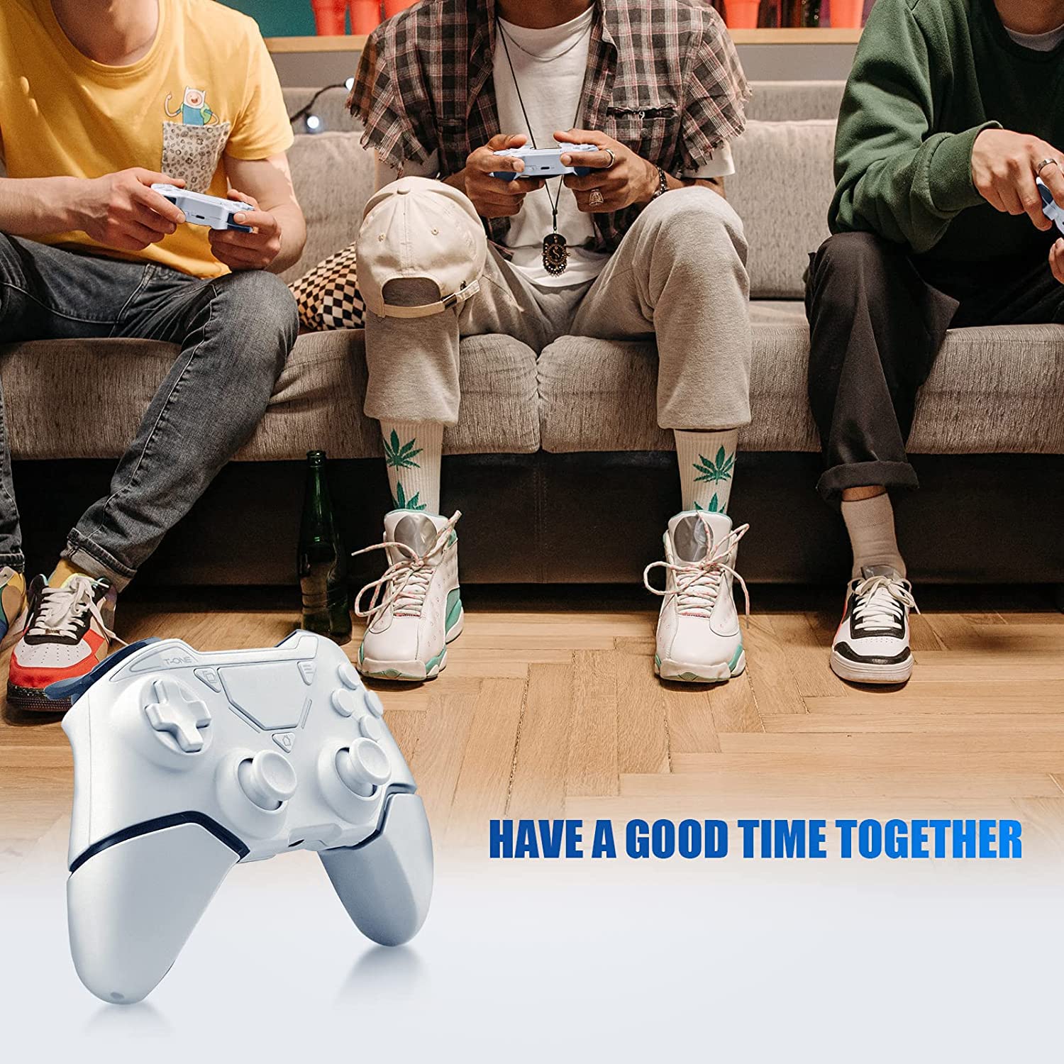 Wireless Controller for PS-4,Wireless Game Controller for PS-4/Pro/Slim Console, with Dual Vibration/6-Axis Gyro Sensor/Audio Function compatible for PC Platform (White)